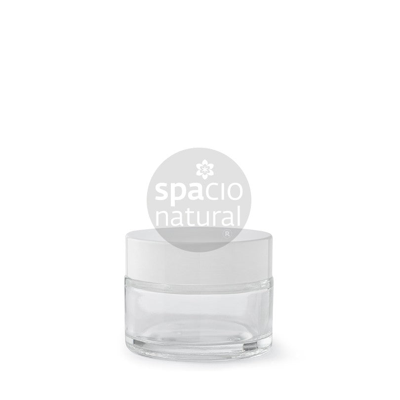 Pote crema vidrio 30ml Tapa blanca y contratapa