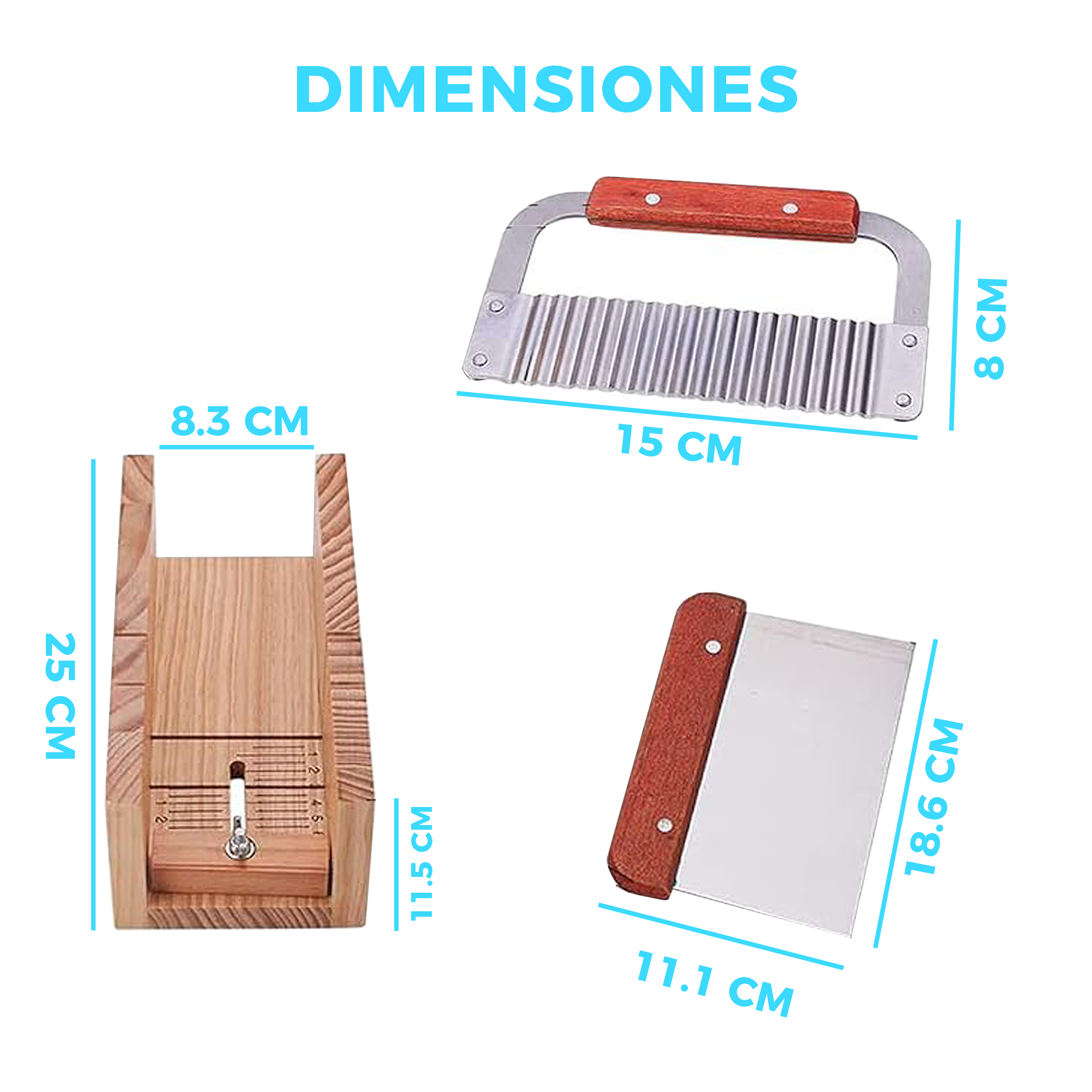 Cortador de Jabón Ajustable Madera + 2 Cuchillos