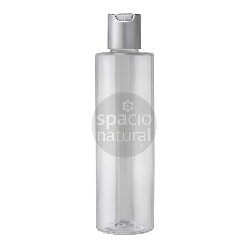 Envase PET 250 mL Transparente Tapa press plateada