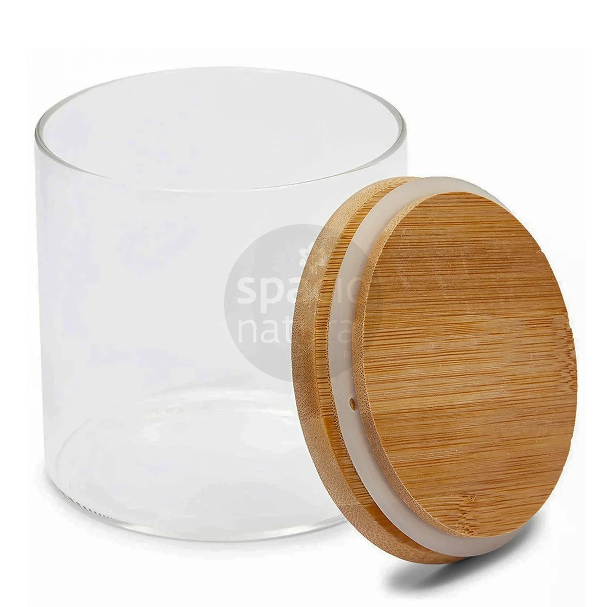 Frasco de Vidrio para Velas, Transparente Tapa Bambú