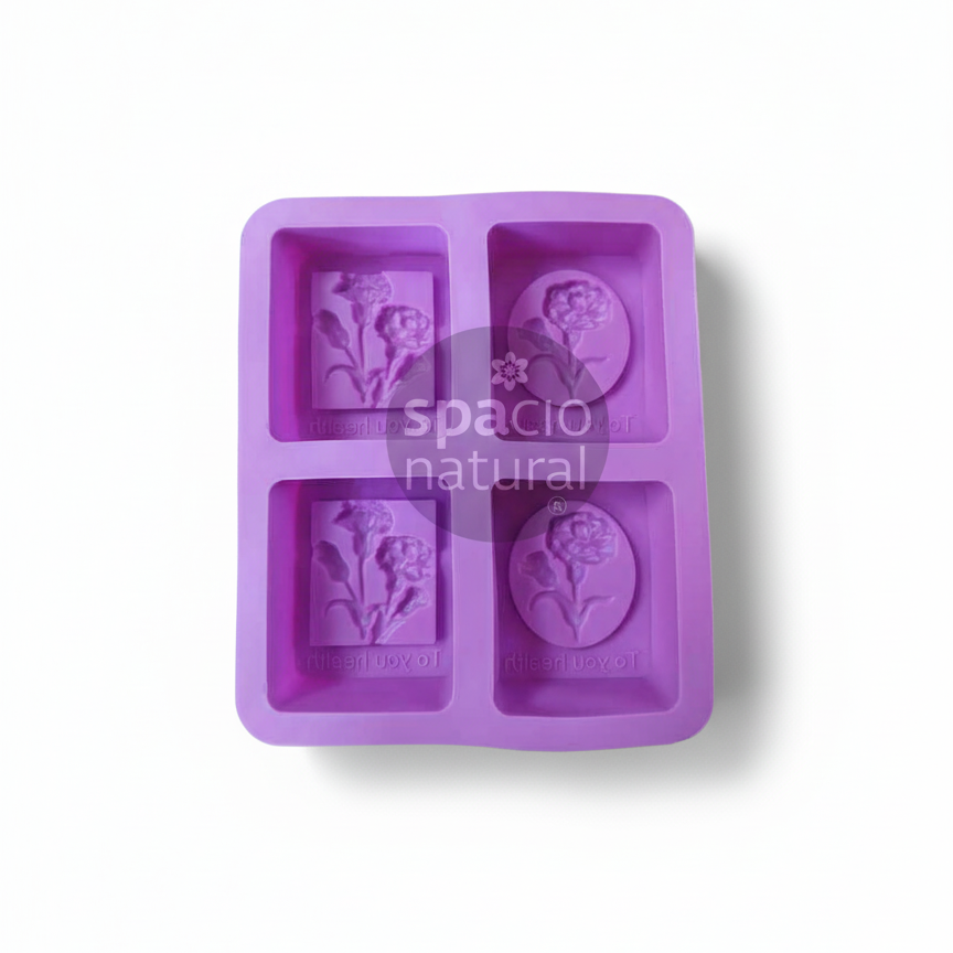 Molde Silicona Rectangular Flor - 4C