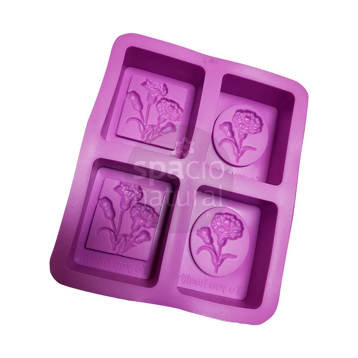 Molde Silicona Rectangular Flor - 4C
