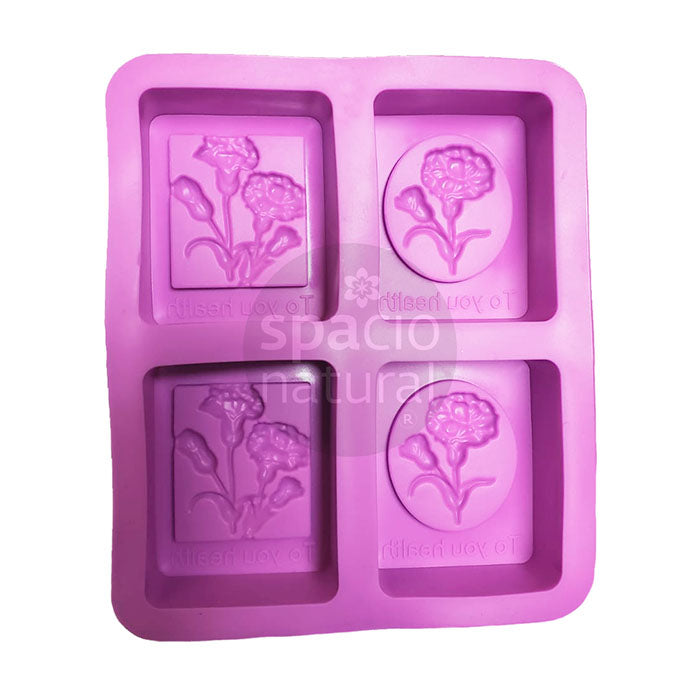 Molde Silicona Rectangular Flor - 4C