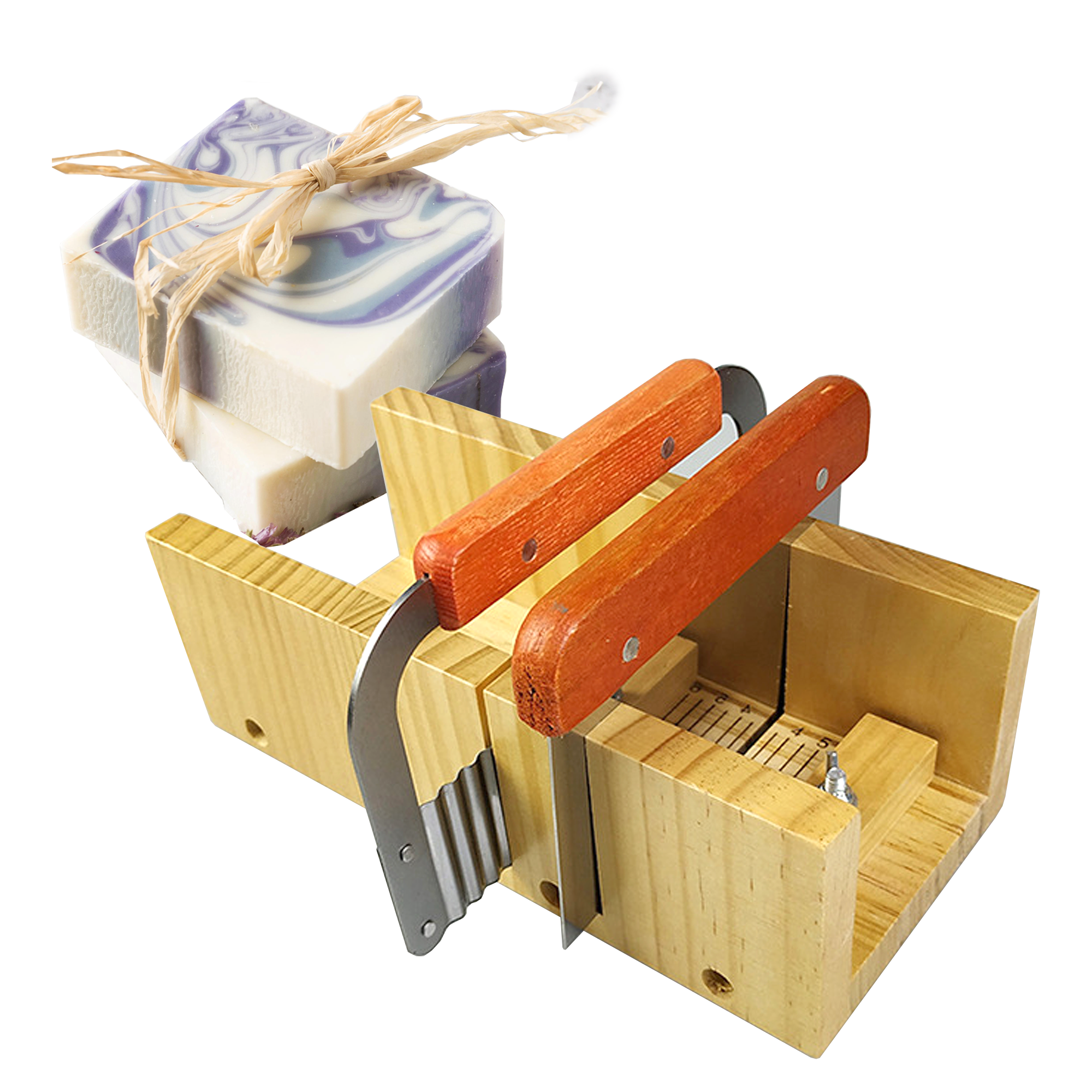 Cortador de Jabón Ajustable Madera + 2 Cuchillos