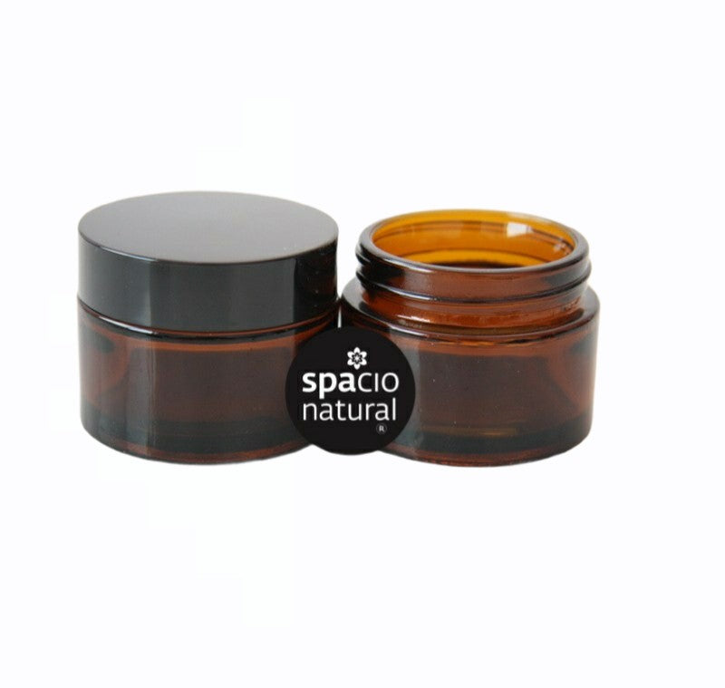 Pote Crema vidrio Ambar 30ml T/Negra y contratapa