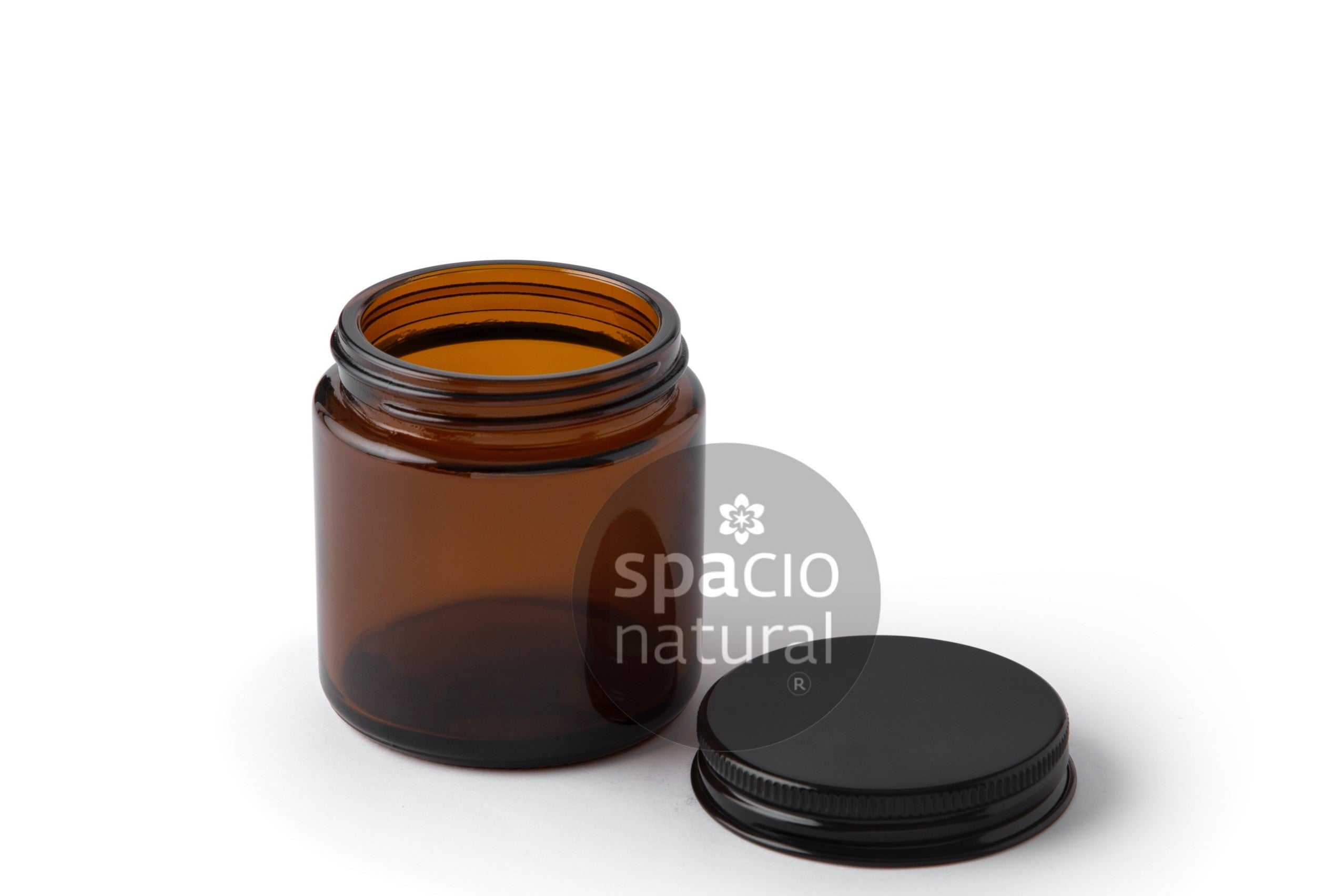 Envase vidrio ambar 50 mm 120 ml tapa alumínio negra