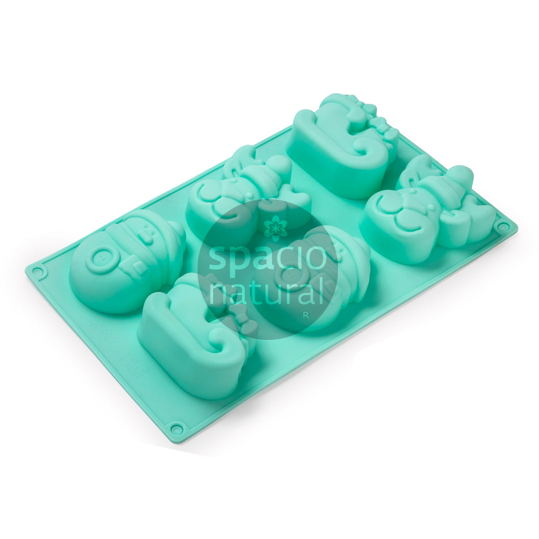 Molde Silicona Navidad Rodolfo Treno y Muñeco Nieve 6 cavidades 100 grs. aprox
