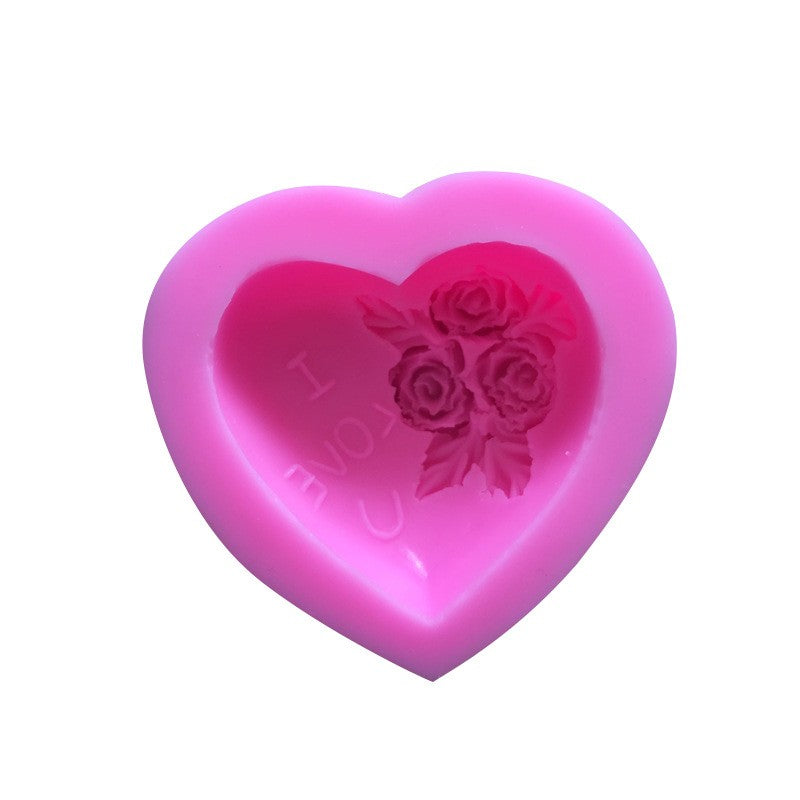 Molde Silicona Individual Corazon y Rosas