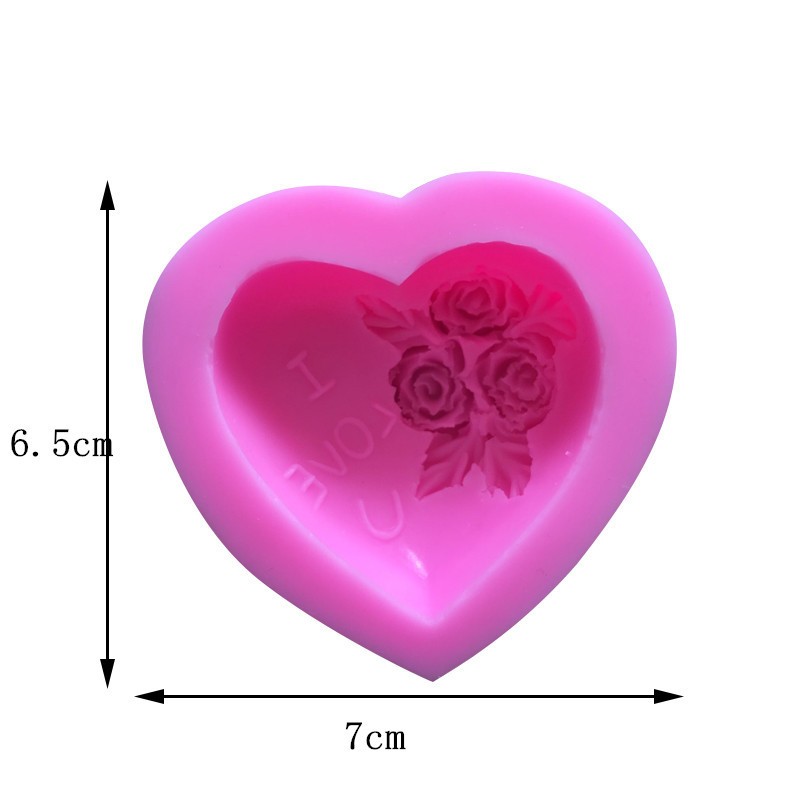 Molde Silicona Individual Corazon y Rosas