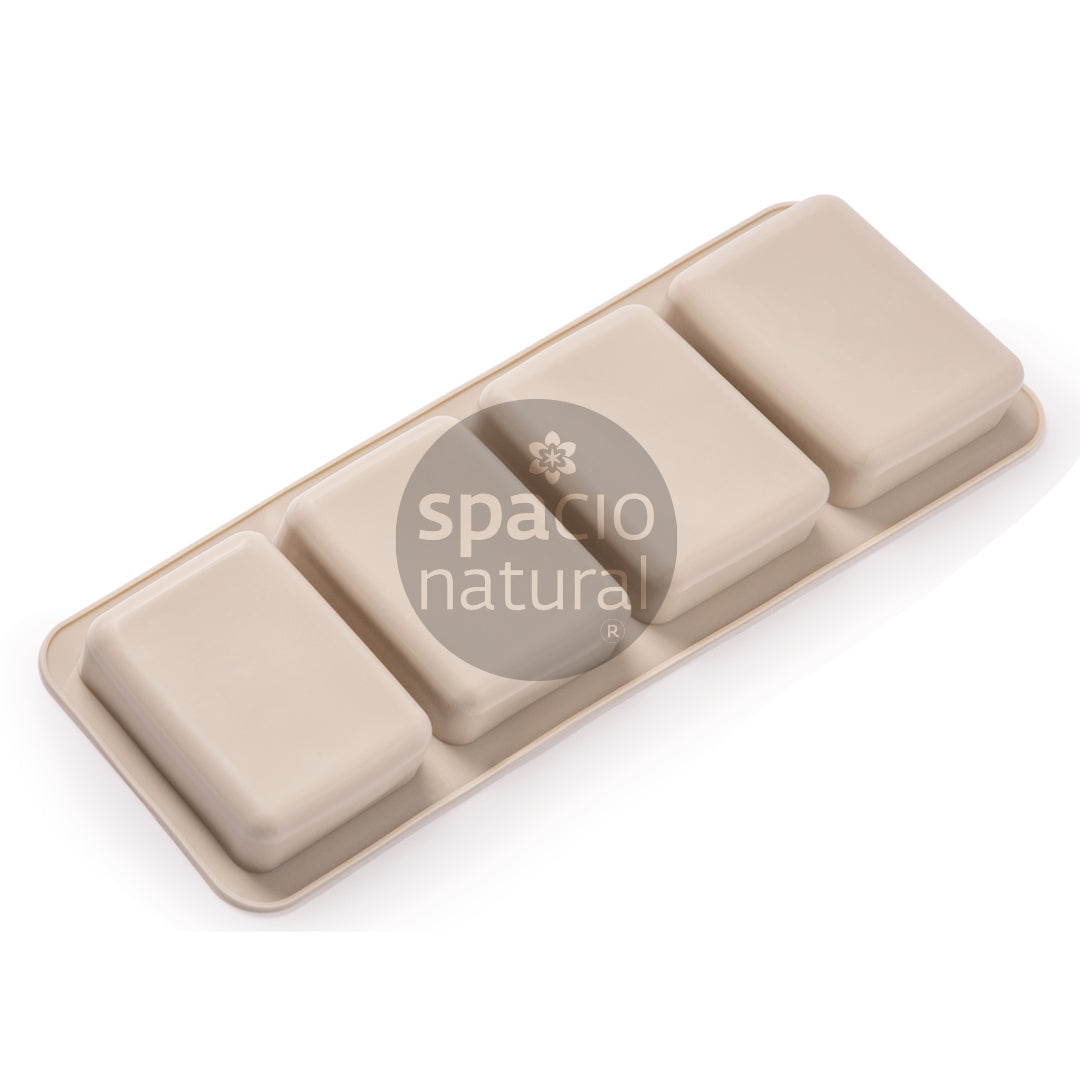 Molde Silicona Rectangular 4 cavidades 80 grs. aprox