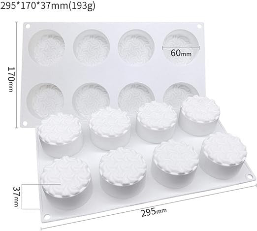 Molde Silicona Cilindro con Textura 8 cavidades 60 MM 80 Grs