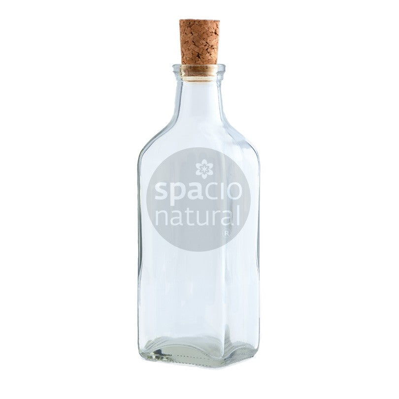 Botella de vidrio cuadrada tapa corcho 250 ml