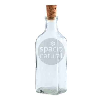 Botella de vidrio cuadrada tapa corcho 250 ml